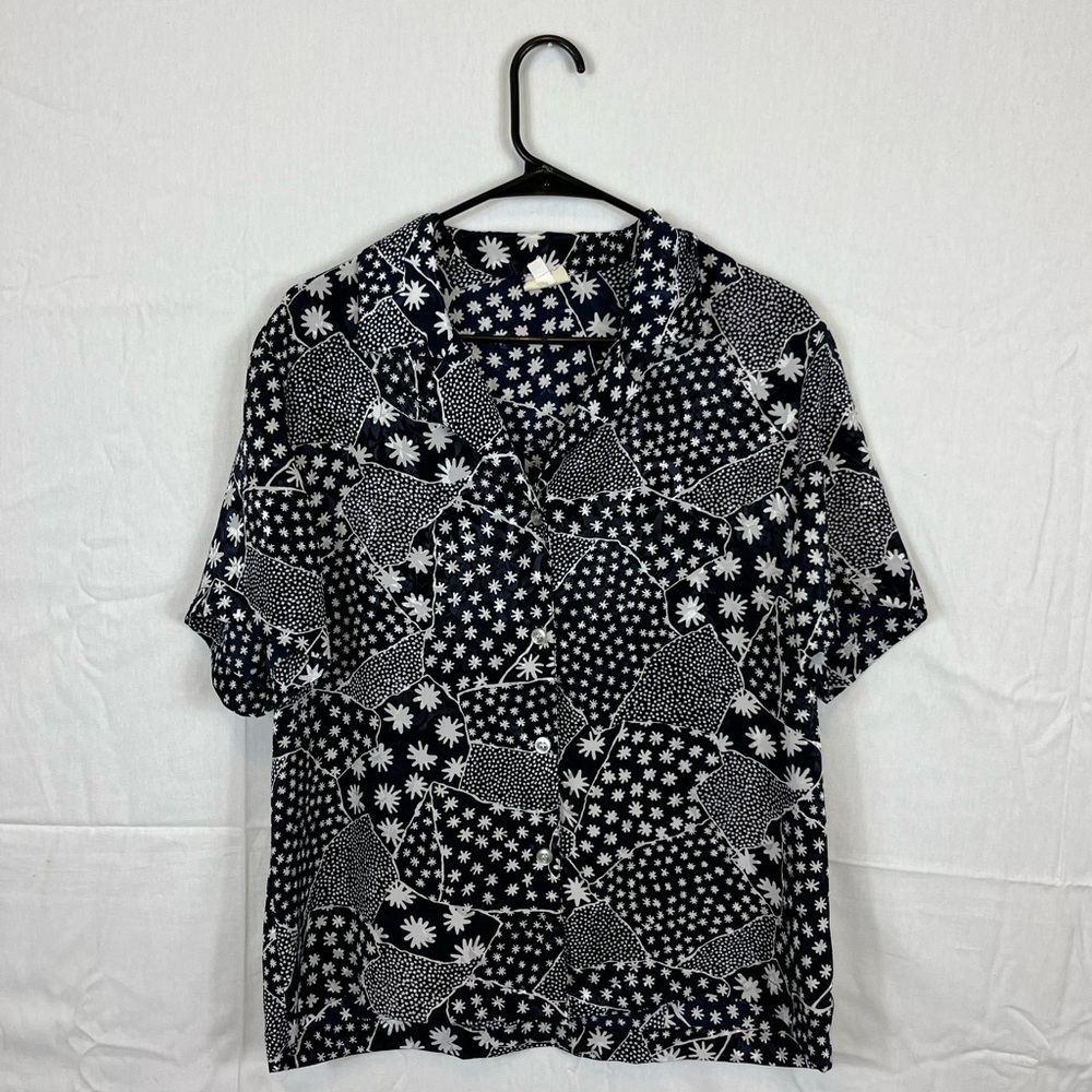 Vintage 90s Satin Abstract Shimmer Button Downs Sz 10